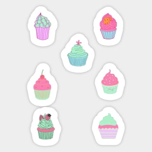 Kawaii japanese pastel cupcake pattern Sticker